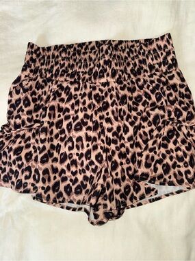 Leopard-Print Athletic Shorts in Pink and Black